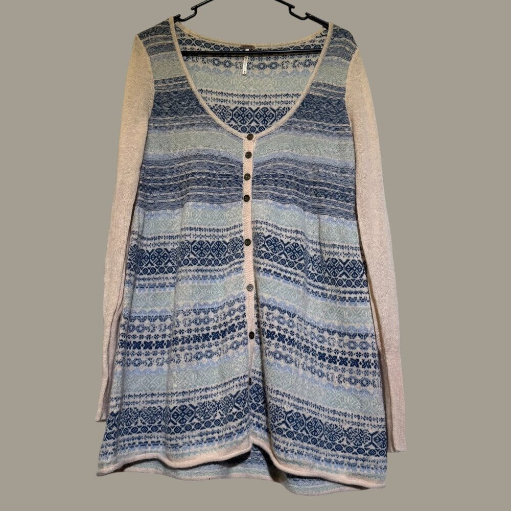 Free People Nordic Fair Isle Merino Wool Angora Cardigan Size Medium